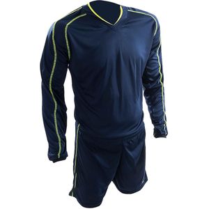 Precision Uniseksekseksekset voor volwassenen Marseille T-Shirt & Shorts (2XL) (Marine / Fluorescerende Kalk)