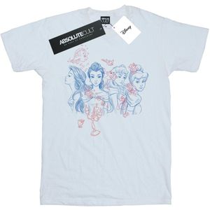 Disney Katoenen T-shirt met prinsessenschets voor meisjes (140-146) (Wit)