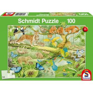 Puzzel Schmidt - Dieren in de jungle, 100 stukjes