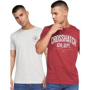Crosshatch Heren Oldskool T-Shirt (Pack of 2) (M) (Rood/Grijs)
