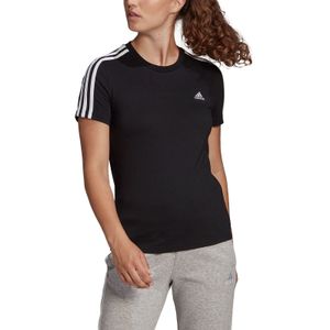 Adidas Essentials Slim 3-Stripes, T-shirt, dames, zwart/wit, 2Xl Petite