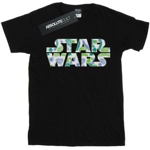Star Wars Katoenen T-shirt met palmlogo voor meisjes (128) (Zwart)
