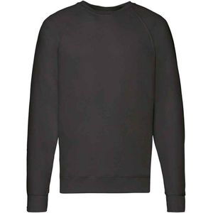 Fruit of the Loom Unisex Lichtgewicht Raglan Sweatshirt voor volwassenen (L) (Zwart)