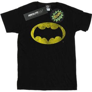 DC Comics Dames/Dames Batman TV Series Distressed Logo Cotton Boyfriend T-shirt (S) (Zwart)