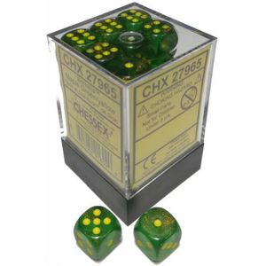 Chessex CHX27965 Borealis Maple Green/Yellow Dice Set 12mm d6 (36pcs)