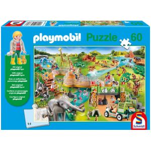 Schmidt puzzel - Dierentuin, 60 stukjes, inclusief Playmobil figuur
