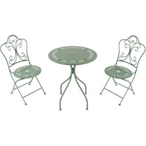 AXI Marilou  3-delige Mozaïek Bistroset Romantisch Pastelgroen | Bistro Set met tafel & 2 stoelen | Balkonset van metaal & Mozaïek design
