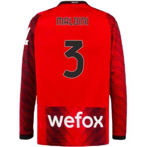 2023-2024 AC Milan Long Sleeve Home Shirt (Maldini 3)