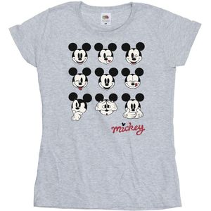 Disney Dames/Dames Mickey Mouse Many Faces Katoenen T-Shirt (XXL) (Sportgrijs)