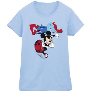 Disney Dames/Dames Mickey Mouse Goal Striker Pose Katoenen T-Shirt (L) (Babyblauw)