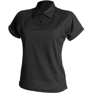 Finden & Hales Dames Coolplus Sportief Poloshirt met pijpleidingen (2XL) (Zwart/Zwart)