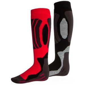 Svindal skisokken 2-pack unisex zwart/rood maat 43-46