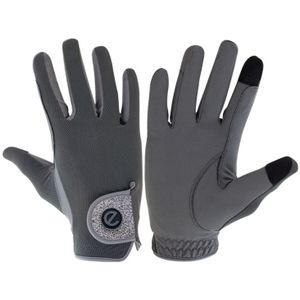 eQUEST GripPro X-LITE Lightweight Equestrian Gloves - Grey & Silver Glitter