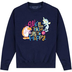 Ren & Stimpy Uniseks Teach Sweatshirt voor volwassenen (L) (Marineblauw)