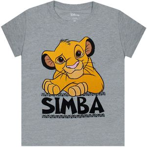 The Lion King Jongens Simba T-shirt (128) (Heather Grijs/Licht Oranje/Zwart)