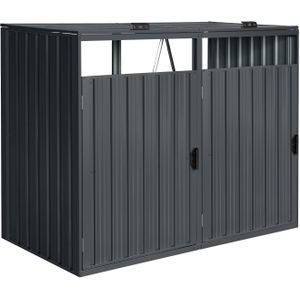 AXI Owen Containerombouw van Metaal Antraciet | Kliko ombouw voor 2 containers - Max. 240 - 480L | Container Ombouw met Uitstekende Ventilatie