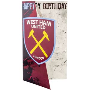 West Ham United FC Crest Verjaardagskaart  (Kastanjebruin/Geel/Wit)