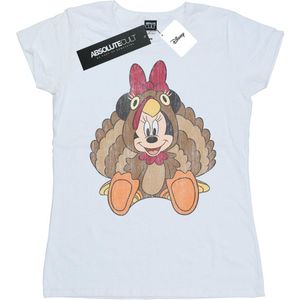 Disney Dames/Dames Minnie Mouse Thanksgiving Kalkoen Kostuum Katoenen T-Shirt (XXL) (Wit)
