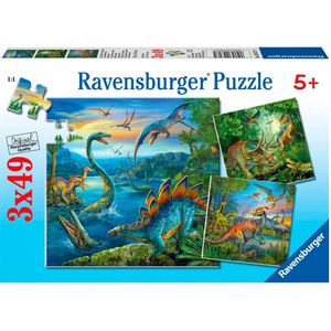 Puzzel Dinosauriers (3x49 stukjes)