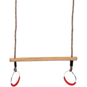 SwingKing Trapeze met Ringen in hoogte Verstelbaar Hout Naturel