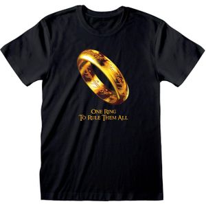 Lord Of The Rings Unisex Volwassenen T-shirt met één ring om alles te regelen (L) (Zwart/Goud)