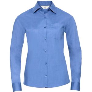 Russell Collection Dames/Dames Poplin Easy-Care Formeel Overhemd Met Lange Mouwen (XXL) (Bedrijfsblauw)