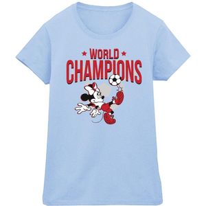 Disney Dames/Dames Minnie Mouse Wereldkampioen Katoenen T-Shirt (M) (Babyblauw)