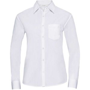 Russell Collection Dames/Dames Poplin Easy-Care Formeel Overhemd Met Lange Mouwen (S) (Wit)