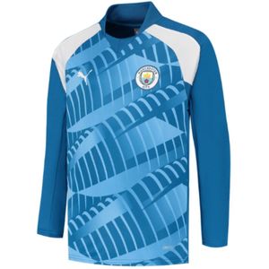 2023-2024 Man City Pre-Match LS Sweat Top (Lake Blue) - Kids