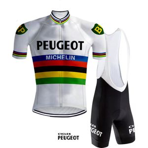 Retro Wielertenue Peugeot Regenboog - REDTED (XXL)