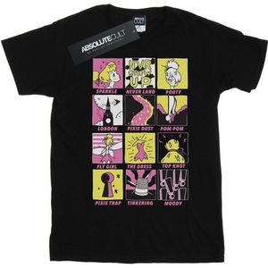 Disney Heren Tinkerbell vierkantjes T-shirt (3XL) (Zwart)