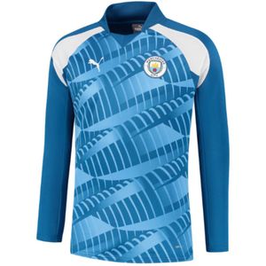 2023-2024 Man City Pre-Match LS Sweat Top (Lake Blue)