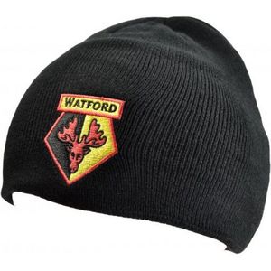 Watford FC Geborduurde gebreide Roll Down muts  (Zwart)