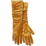 Apollo - Satijnen handschoenen gerimpeld - Goud - One Size - Kanten handschoenen - Bruidshandschoenen - Lange handschoenen - Carnaval