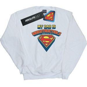 DC Comics Jongens Superman Mijn vader is onverwoestbaar Sweatshirt (116) (Wit)