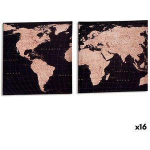 Canvas Wereldkaart 1,5 x 40 x 40 cm (16 Stuks)