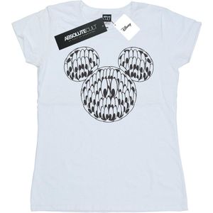 Disney Dames/Dames Mickey Mouse Hoofd Met Ogen Katoenen T-Shirt (S) (Wit)