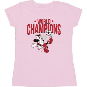 Disney Dames/Dames Minnie Mouse Wereldkampioen Katoenen T-Shirt (XL) (Baby Roze)