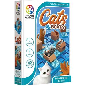 Smart Games Cats and Boxes - Puzzelspel voor jong en oud met 60 uitdagingen - Verplaats de katten in een kartonnen doos!