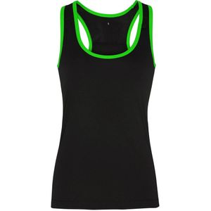 Tri Dri Dames/Dames Panelled Fitness Sleeveless Vest (XS) (Zwart/ Bliksem Groen)