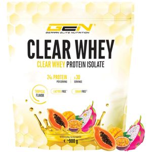Clear Whey Isolaat | Eiwitshake | Proteïne Ranja| Tropical smaak | 30 Servings | 900 g | 24g proteïne per serving | Verfrissend proteïne shake