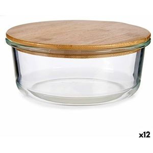 Ronde Lunchtrommel met Deksel Bamboe 17 x 7 x 17 cm (12 Stuks)