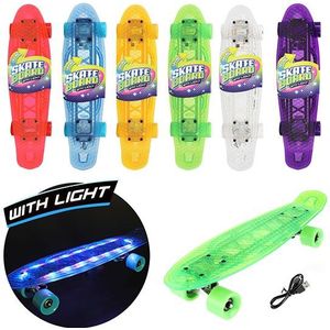 Skateboard met licht 55cm 6 ass. 62353Z
