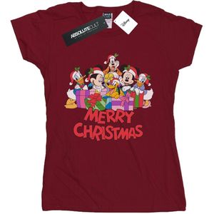Disney Dames/Dames Mickey Mouse And Friends Kerst Katoenen T-Shirt (XXL) (Bourgondië)