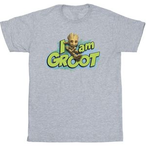 Marvel Jongens Guardians Of The Galaxy Ik Ben Groot Springen T-Shirt (128) (Sportgrijs)