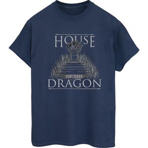 Game Of Thrones: House Of The Dragon Dames/Dames Troon Tekst Katoenen Vriend T-shirt (S) (Marineblauw)