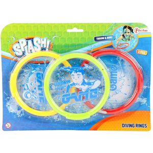 Toi-toys Duikringen Splash 13 Cm Groen/Geel/Rood 3-delig
