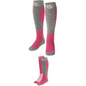 Apollo - Skisokken Kind - 2 X Paar - Unisex - Multi Roze - Maat 27/30 - Skisokken kinderen