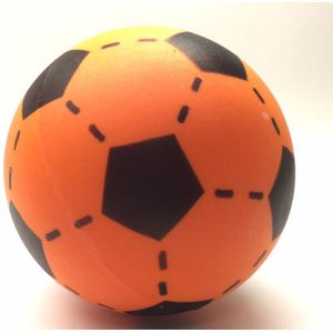 Softbal foam - voetbal print - oranje - zacht - 20 cm