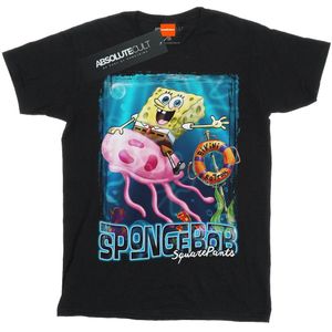 SpongeBob SquarePants Katoenen T-shirt met kwallen voor meisjes (116) (Zwart)